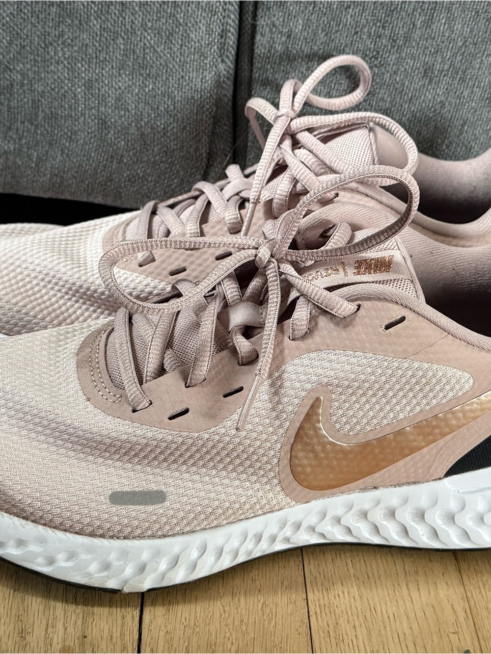 Nike Women’s Running Sneakers - Light Pink with Gold Swoosh